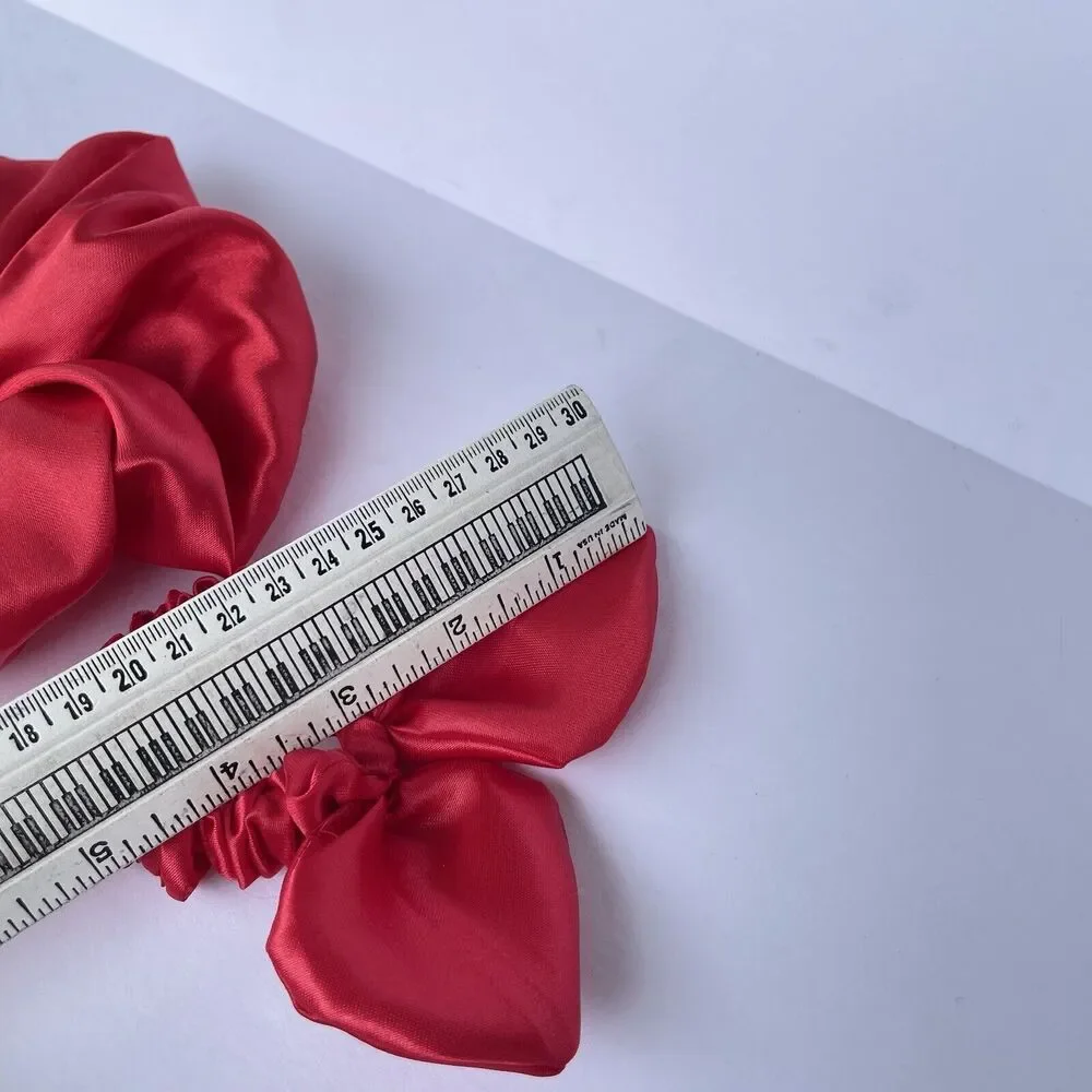 2 New Satin Scrunchie Hair Tie Red